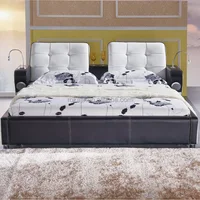 Les lits de luxe modernes de chambre à coucher de meubles indiens ont une chambre à coucher en cuir légère de LED avec USB 2