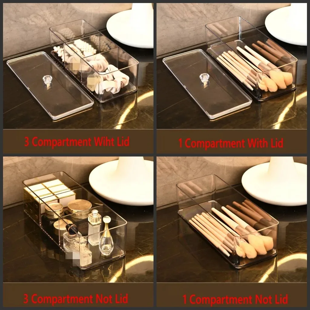 Clear Acrylic Makeup Layered Storage Box Dressing Table Cosmetic Lipstick Organizer Boxes Desktop Drawer Divider Storage 5
