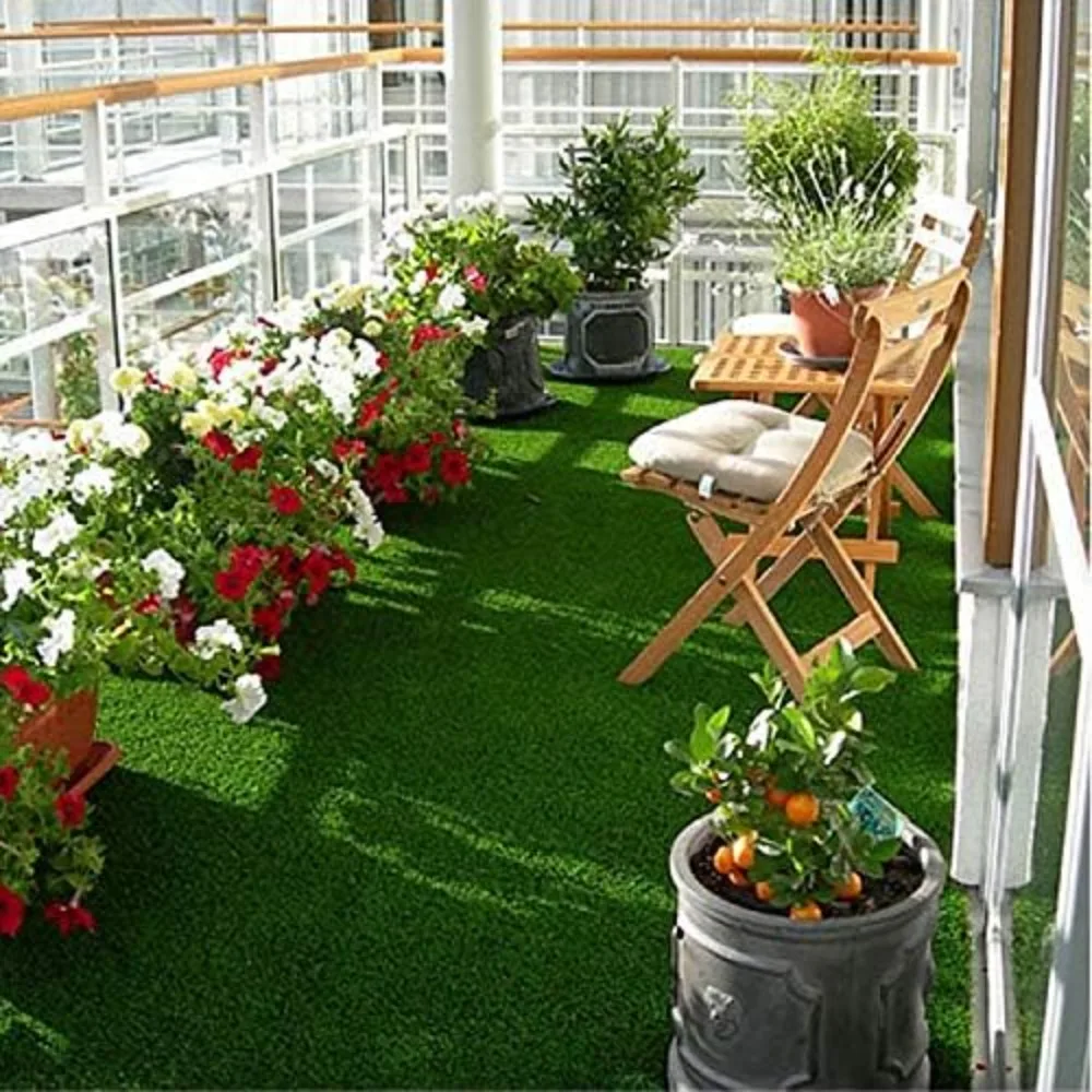 Synthetic Artificial Grass Turf for Garden Backyard Patio Balcony,Drainage Holes & Rubber Backing, Indoor Outdoor Faux Grass
