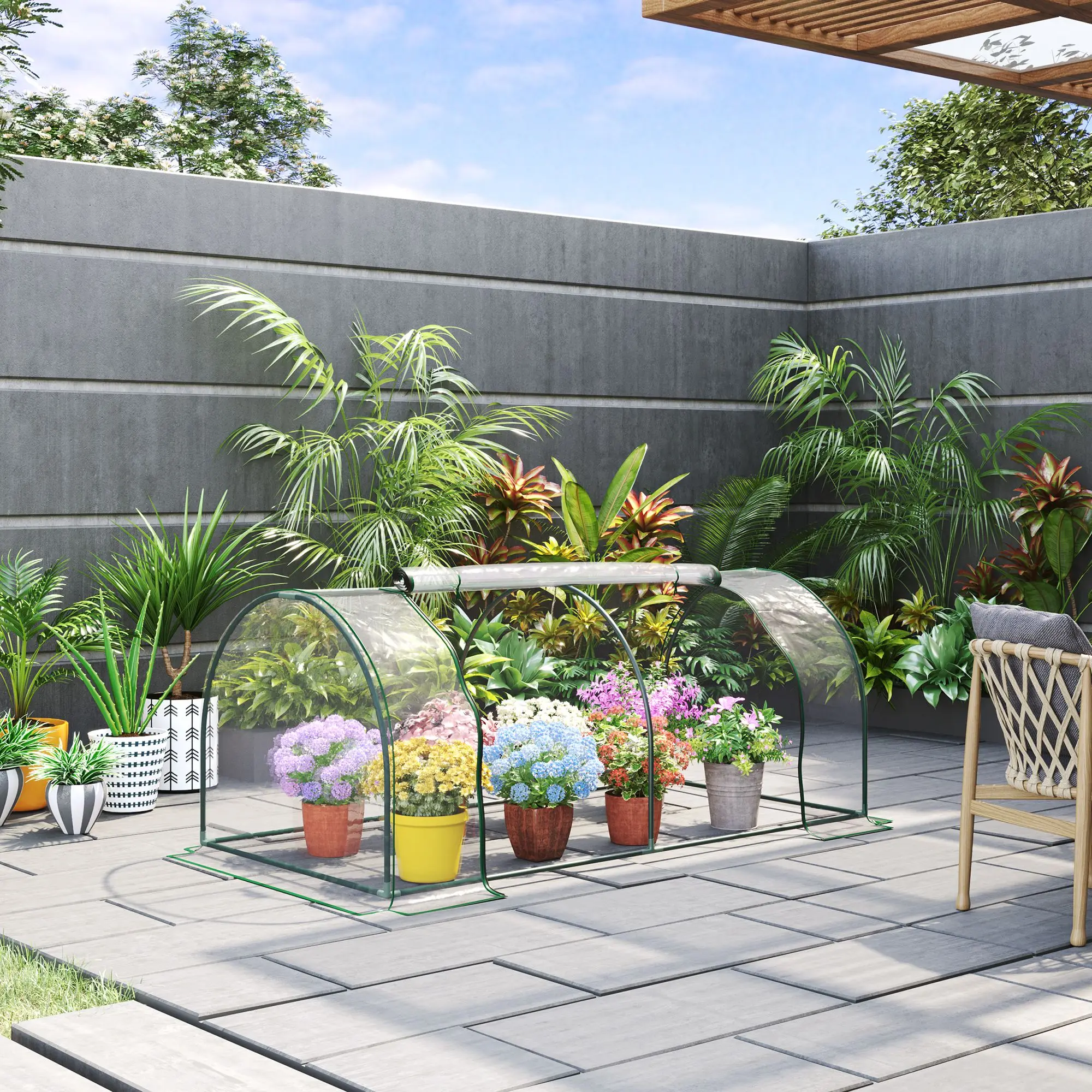 Serre De Jardin Outsunny 4 Niveaux PE 120x50x170cm - Serre Balcon Légumes Fleurs Châssis Acier Vert