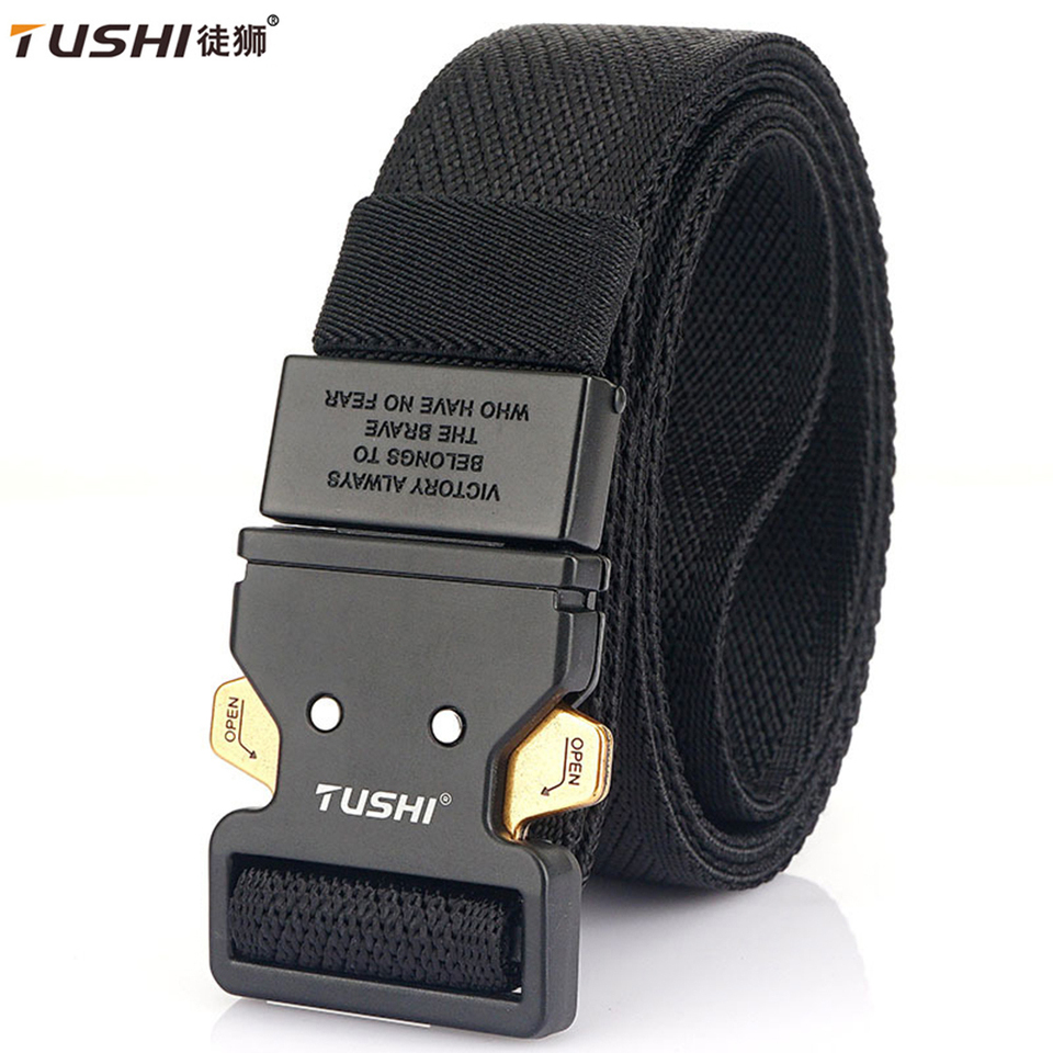 TUSHI Official New Tactical Belt Quick Release Outdoor Military Belt Soft Real Nylon Sports Accessories Men And Women Black Belt