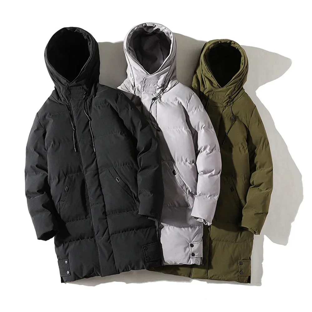 

Men's Long Plus Size Jacket 7XL 8XL Winter Thick Cotton Jacket Solid Color Hooded Design Parker Warm Outdoor Windproof Coat