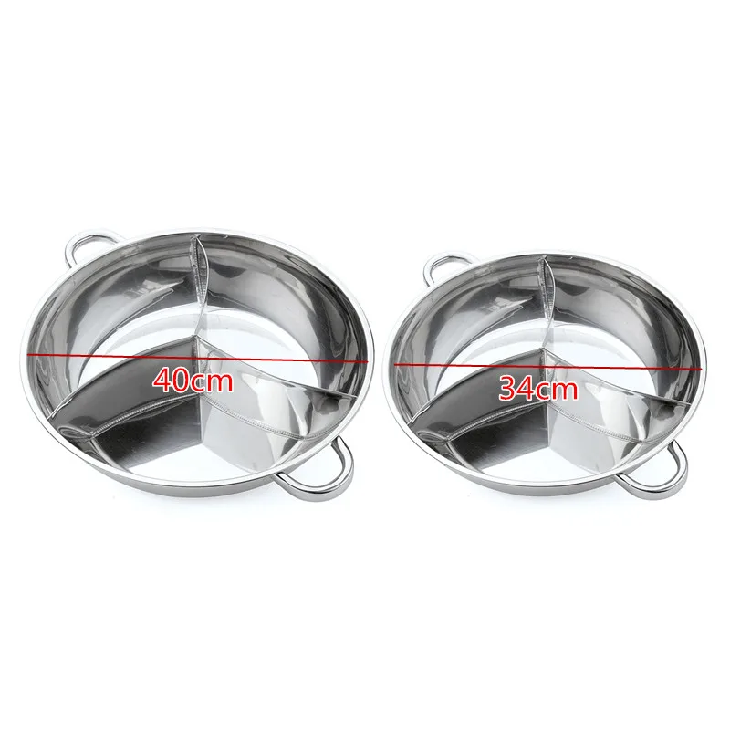 Hot Pot Twin Divided Stainless Steel 28CM Cookware Kitchen Induction Gas  Stove Little Sheep Hot Pot Ruled Compatible Soup Stock Pot