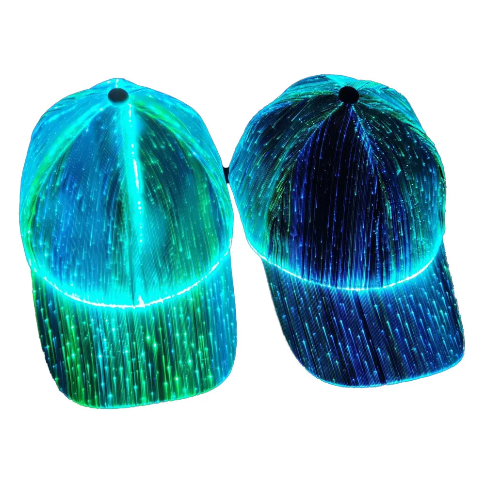 Halloween Decor Party Hat Men's Women's Hip Hop Performance Hat LED Fiber Optic Glow Gradient Baseball