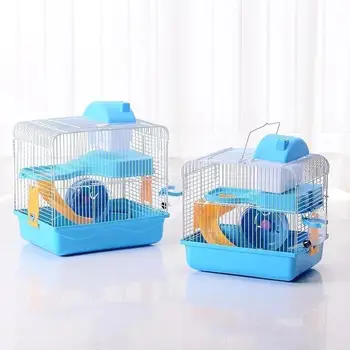 Gabbia per criceti Vista chiara Castello di gerbole per topo a 2 strati Casetta per piccoli animali (dimensioni: 23 * 17 * 30 cm)