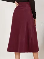 Red Elegant woven half skirt for women plus size high waist A-line skirt casual business women's skirt Red - Image 6