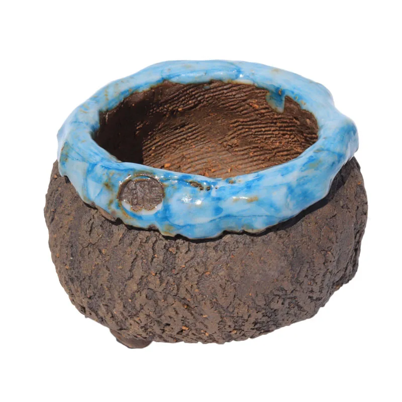 

Retro Curved Edge Black Control Retro Stoneware Breathable Jingdezhen Succulent Flower Pot