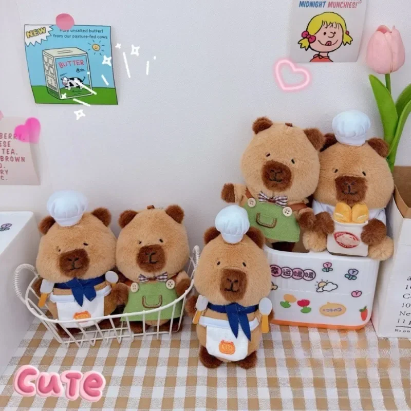 새로운 Capybara 키 체인 요리사 모양 Capybara 가방 키 체인 사진 액세서리 어린이 생일 선물 휴일 작은 선물