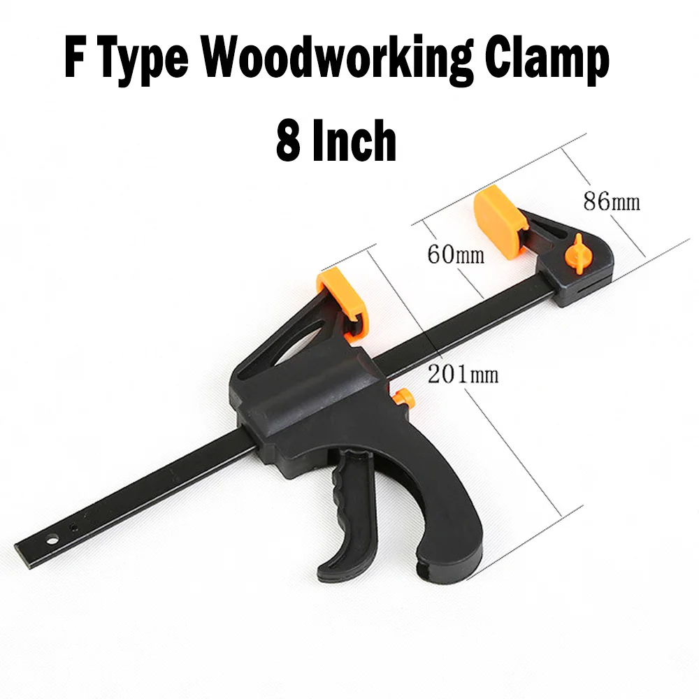 8 Inch F Type Woodworking Clamp Heavy Duty Woodworking Clip Ratchet Release Portable Practical Convenient Durable DIY Hand Tool
