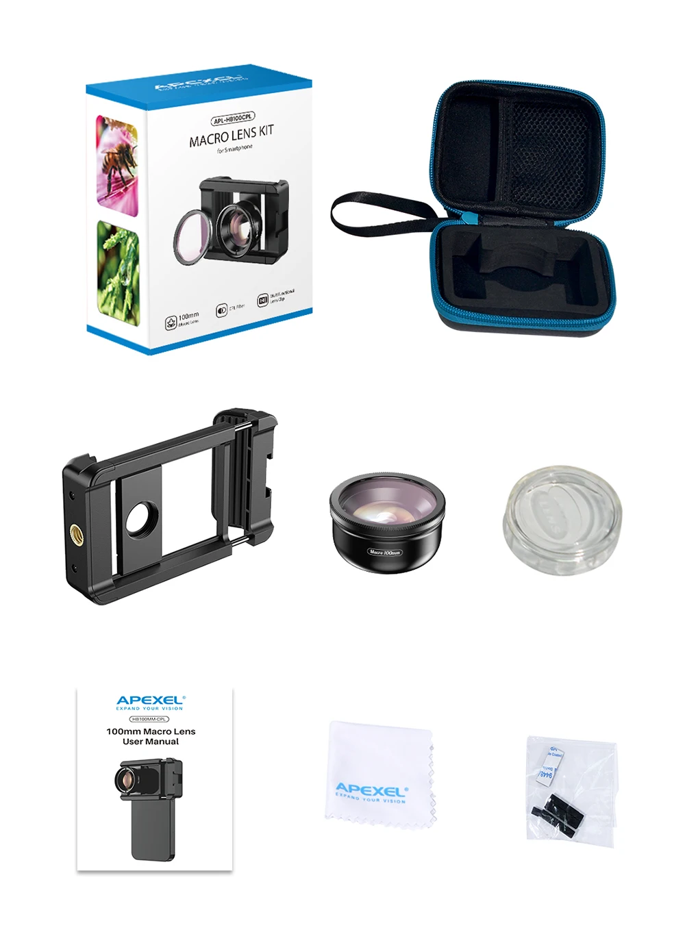 APEXEL 2-in-1 HD 6X telelens met vaste focus en 150 mm