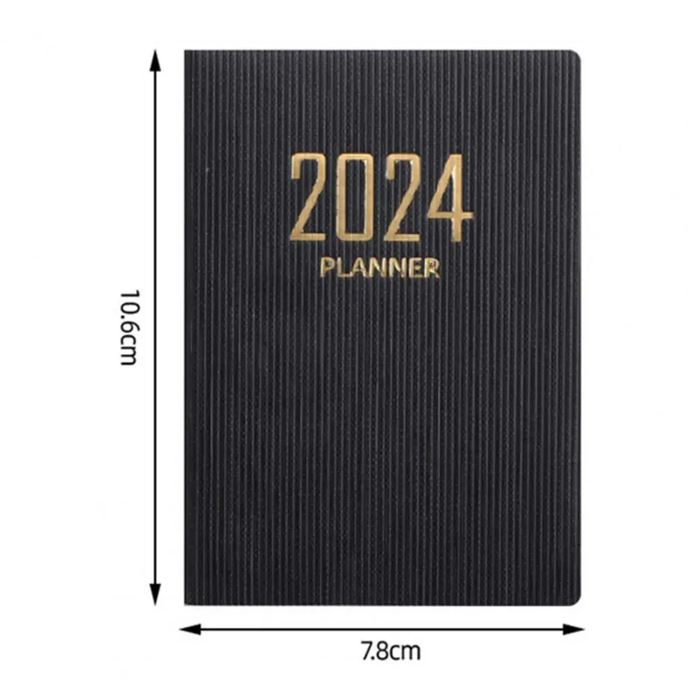 A7 2024 English Planner 2024 A7 Mini Journal Faux Leather Hardcover Ink-proof Paper 180 Pages Student Supplies for Pocket Diary