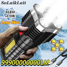 

New 5 Core LED Flashlight USB Rechargeable High Powerful Flash Torch Super Bright COB Portable Light Camping Fishing Lantern