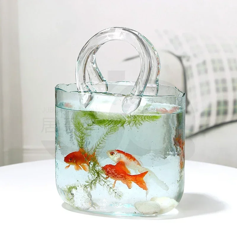 Nordic Ins Style Original Bag Handbag Hydroponic Flower Basket Fish Farmin Nordic Home Decor Glass Vase Designer g