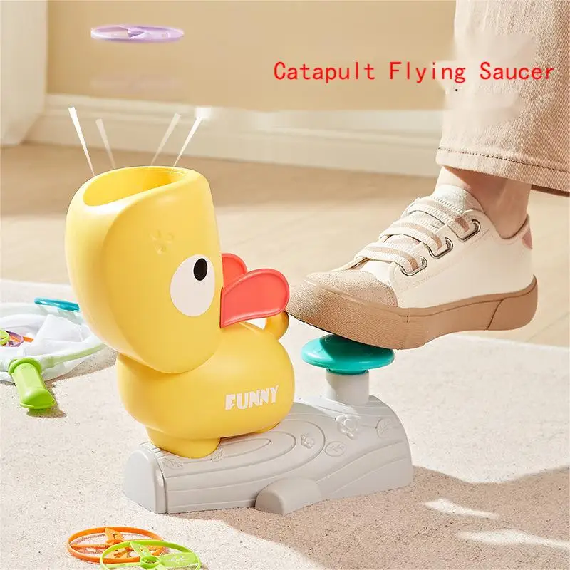

Flying Saucer Flying Disc Launcher Game Children's Fun Catapult Foot Step Catch Sports Toy Outdoor Parent-child Interaction Toys