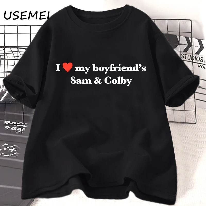 

Женская хлопковая Футболка с принтом «I Love Sam and Colby», в стиле 90-х