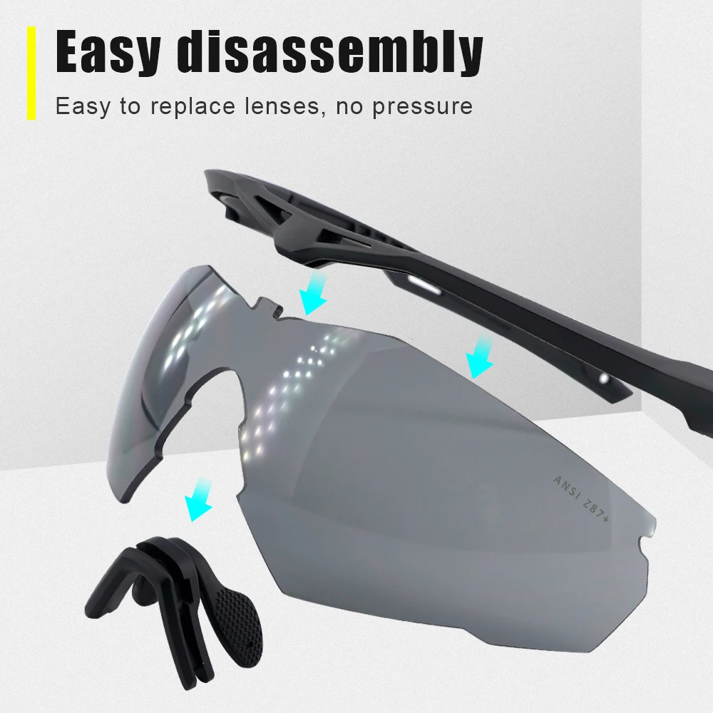 3 Lens Tactical Shooting Glasses Outdoor Sports Windproof Dustproof Safety Military Goggles