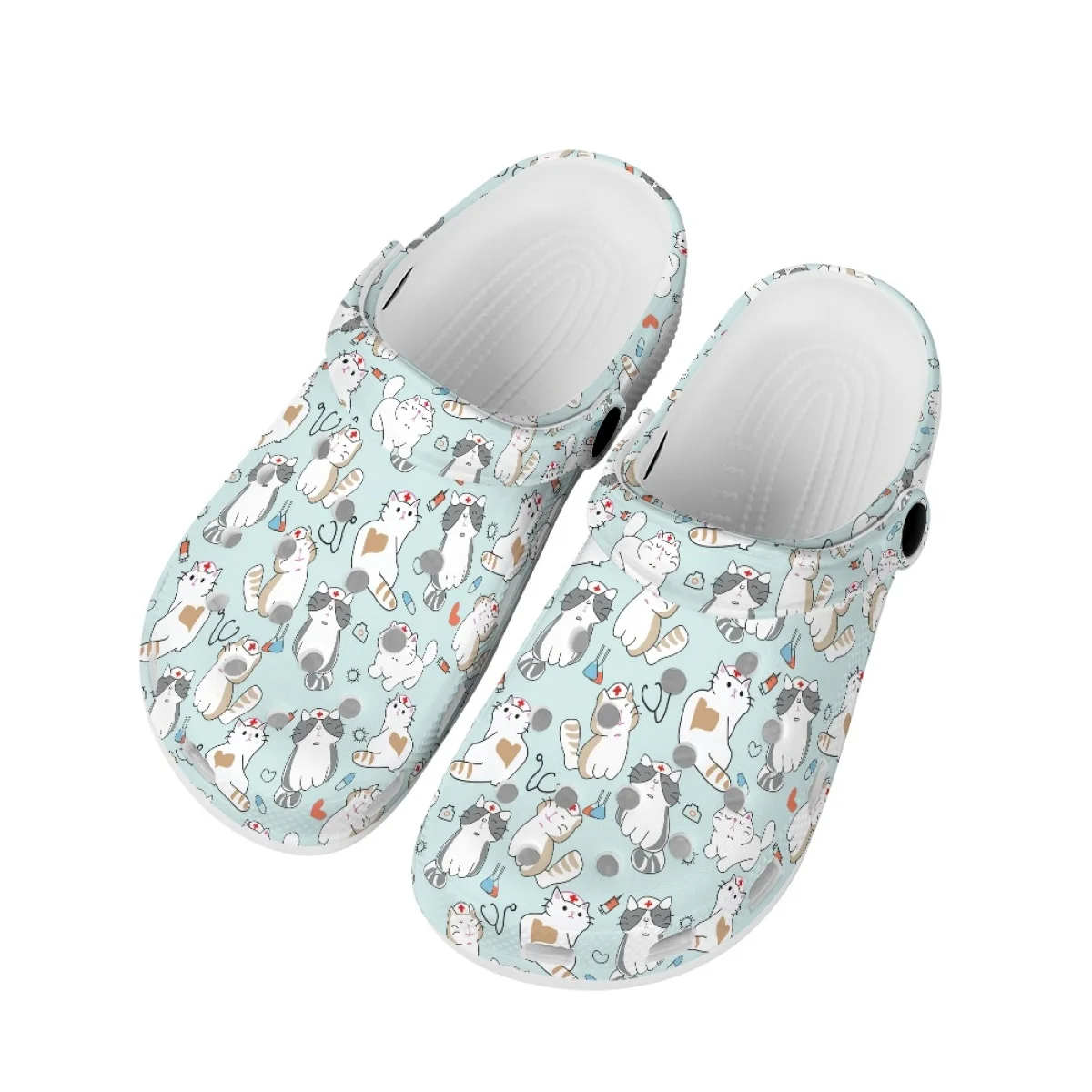 Kawaii Nurse Cat Print Fashion Sandals Medical Hospital Design Fashion Flats Nursing Shoes Casual Non-slip Garden Shoes Slides