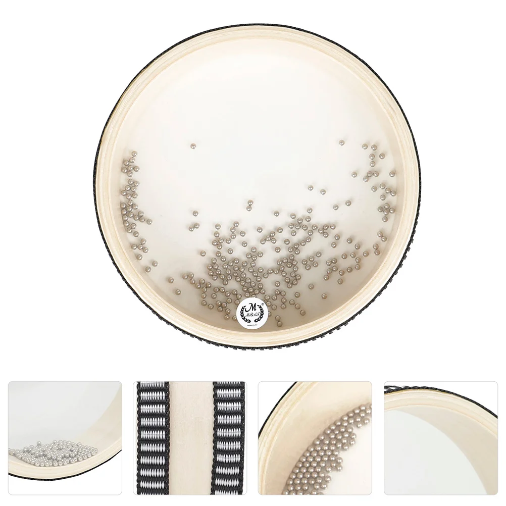 6 Inch Transparent Wooden Rim Hand Drum Portable Double Sided PVC Kids Musical Instrument Sea Wave Sound Effect Shaking Toy
