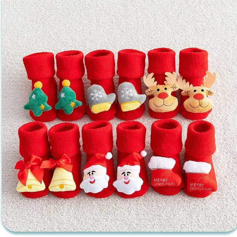 Kids Children's Socks for Girls Boys Non-slip Print Cotton Toddler Baby Christmas Socks for Newborns Infant Short Clothing