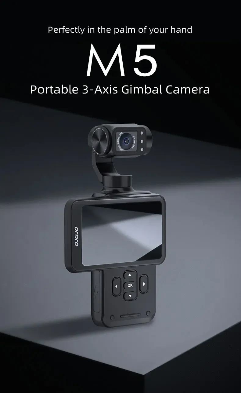 Vlog Action Camera M5 180° Rotation Lens 3.5"Screen Face Tracking IR Night Vison