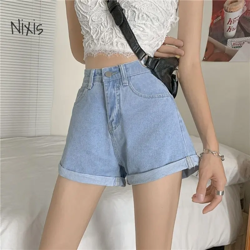 

Casual Wide Leg Denim Shorts for Women Summer High-waisted Curly A-line Hot Pants Fashion All-match Streetwear Female Clothing