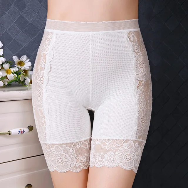 2022 spring Female Panties Lace Seamless Safety Short Pants Women's High Waist Stretch Shorts Briefs Slimming Underwear Lingerie white