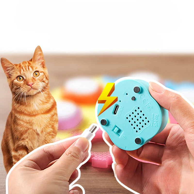 Rechargeable Mini Pet Communication Small Recording Button Cats Dogs Eating Speaking Voice Speaker Buttons Talk Training Ringing dog supplies