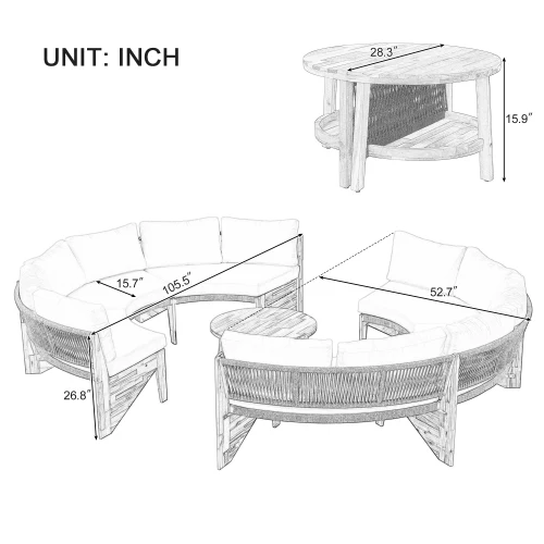 Rounded Outdoor Sofa Set 6