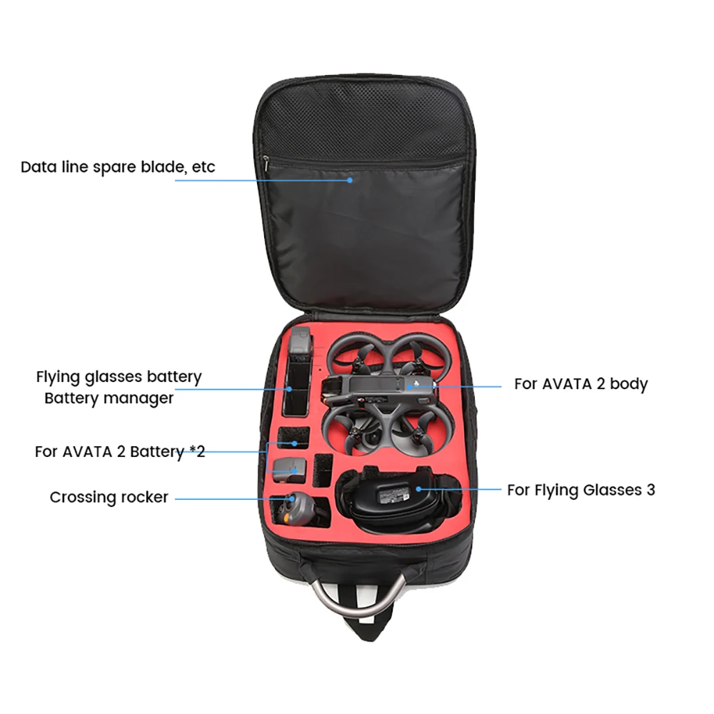 Bagpack For DJI Avata 2 Large Capacity Waterproof Carrying Case Outdoor Travel Handbag Storage Bag for DJI Flight Glasses 3 ACC drone accessories drone storage bag drone storage case drone backpack