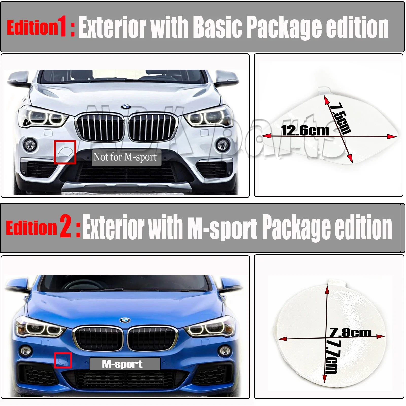 

Передняя крышка буксировки для 16-19 BMW X1 F48 SG 16d 18d 18i 20d 20i 23d 25i 28i 35i xDrive sDrive, бампер с крючком