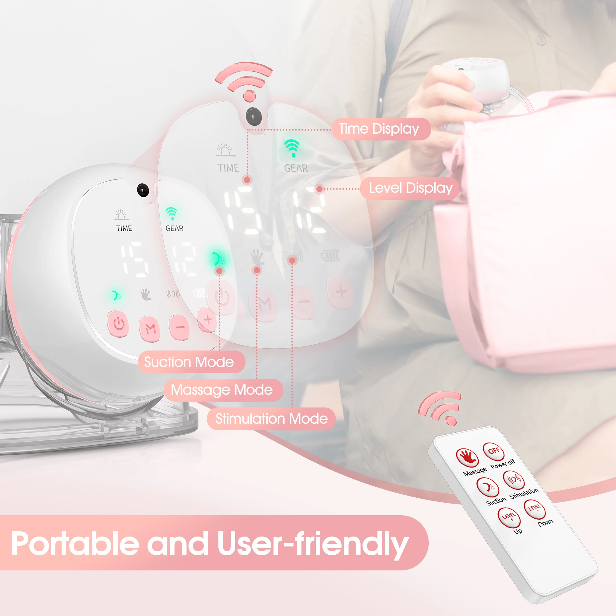 Electric Wearable Breast Pump 1200mAh USB Chargable Silent Milk Extractor Painless Automatic Milker Comfort Breastfeeding 2