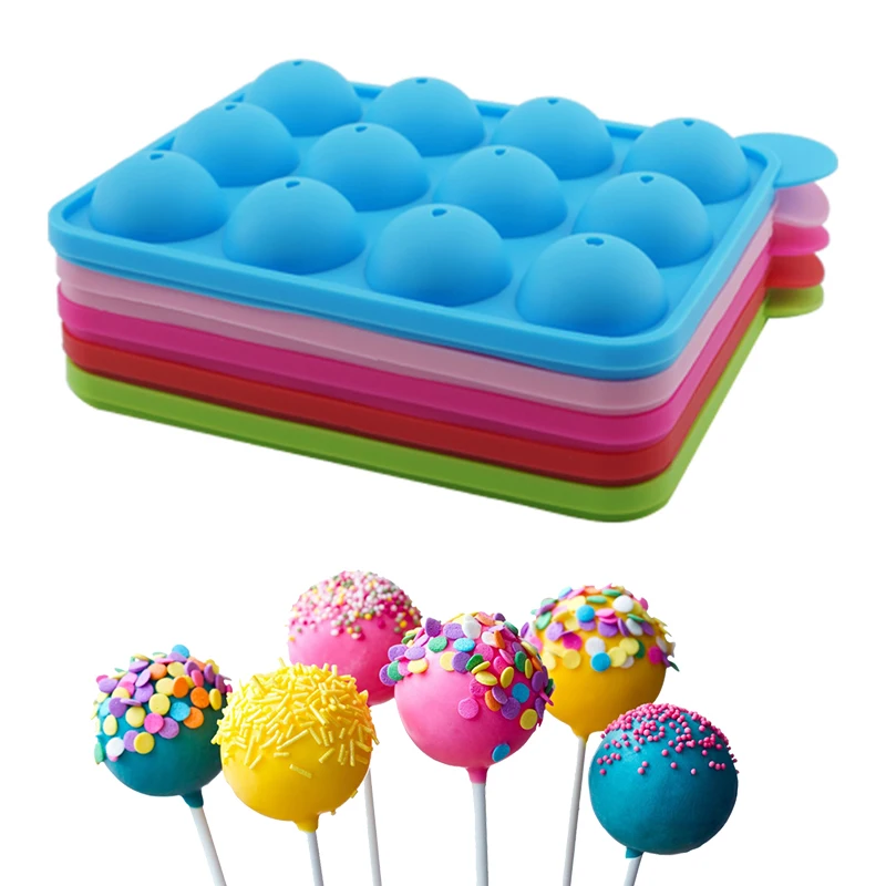 12HoleSiliconeCakePopMoldBallShapedDieMoldCakeLollipopCandy