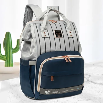 Mochila Pañalera Lequeen Grande Impermeable para Bebé, Viaje y Cochecito