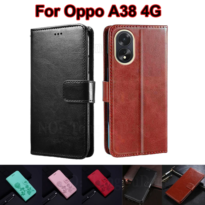 

For чехол на OPPO A38 4G 2023 Case Wallet PU Leather Capas Coque Flip Cover For Fundas OPPO A38 4G A 38 CPH2579 Phone Shell Etui