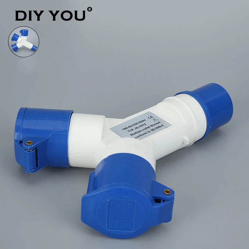 16a 3-poliger 3/4-poliger 220V ip44 wasserdichter Industriest ecker und-buchse 1 Stecker mit mehreren Buchsen, Stecker und Buchse