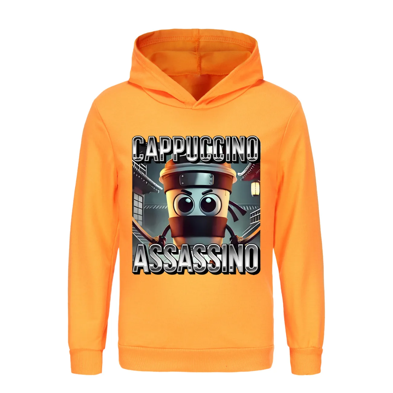 Italian Brainrot Kapuzenpulli & Jogger Set Für Kids - Cappuccino Assassino Design