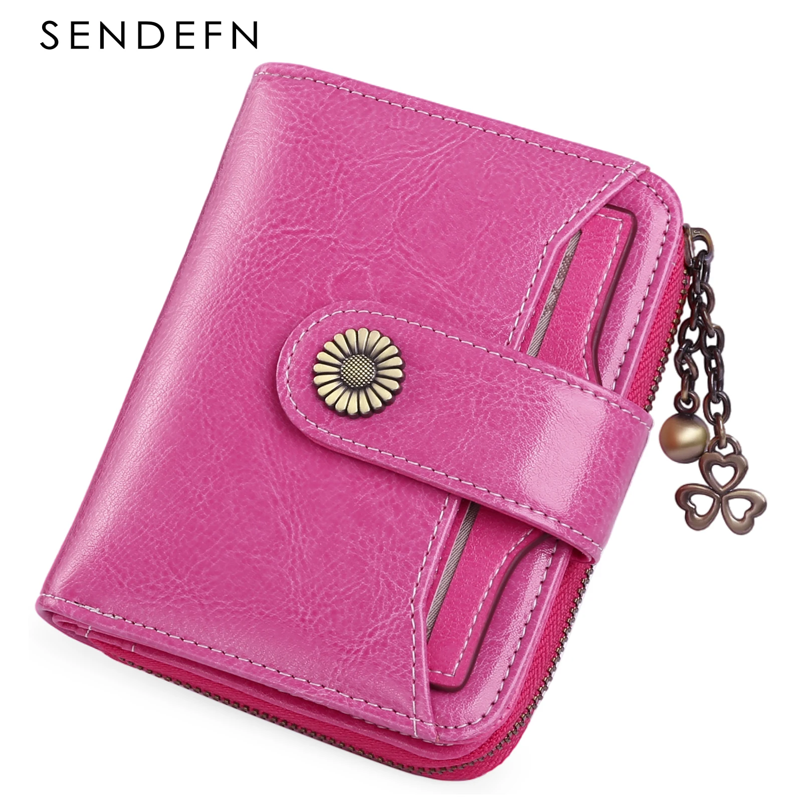 High Quality Women Genuine Leather Wallet Female Small Coin Purse Zipper  Wristlet Money Bags Ladies Pouch Card Holder Wallets | How To Store Leather  Purses