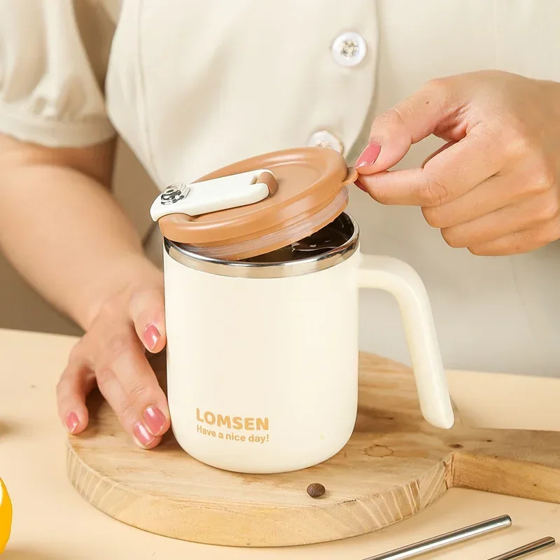 Stainless Steel Mug Double-layer Ironing Thermos Cup Home Office Dormitory with Cover Coffee Cup Tea