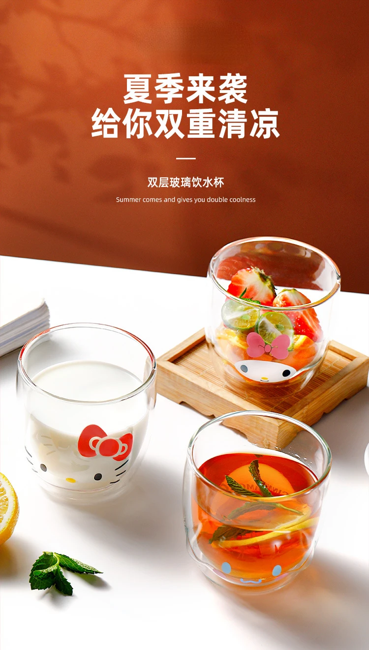 カブラキティー2個 l helloKitty Double Layered High Borosilicate Glass Cup for