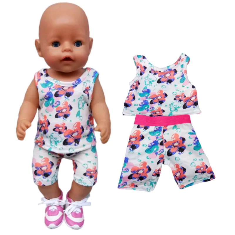 Doll Clothes for 43cm Born Baby Doll Clothes One Shoulder Bell Bottom Pants Wide Leg Trousers for 18" Girl Fashion