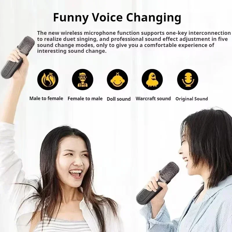 Portable Speaker Karaoke Speaker Xiaomi 10W Powerful Wireless Portable Dual Microphone Karaoke Machine Outdoor Family Party Home KTV Karaoke Subwoofer Boom Box