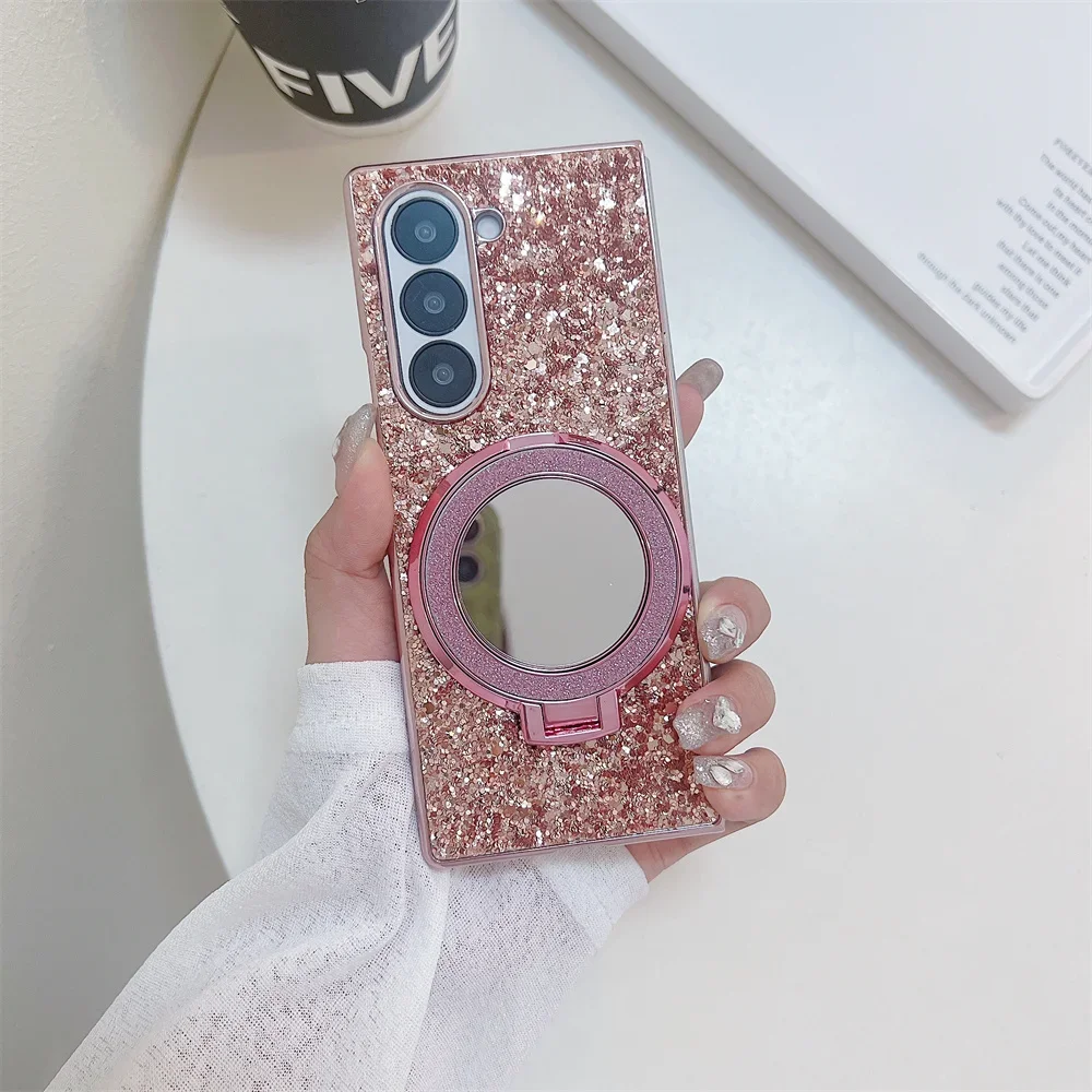 غلاف حماية مرآة فخم بحامل مغناطيسي لهواتف Samsung...