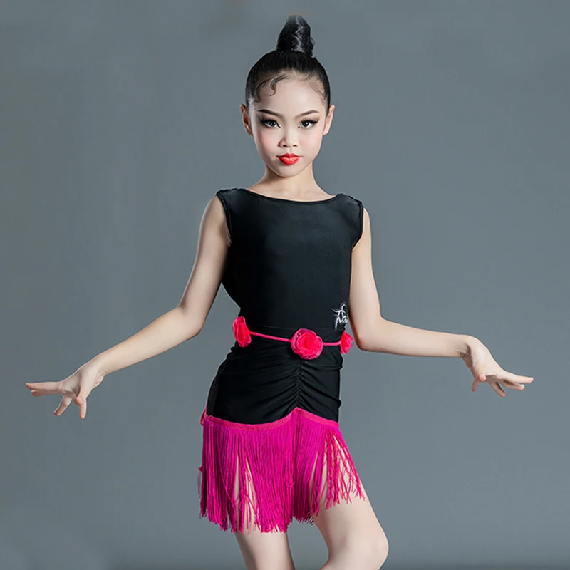 

Girl Latin Dance Fringed Dress Kids Professional Competition Ballroom Dancewear Children Cha Cha Rumba Perfromance Costume 6287