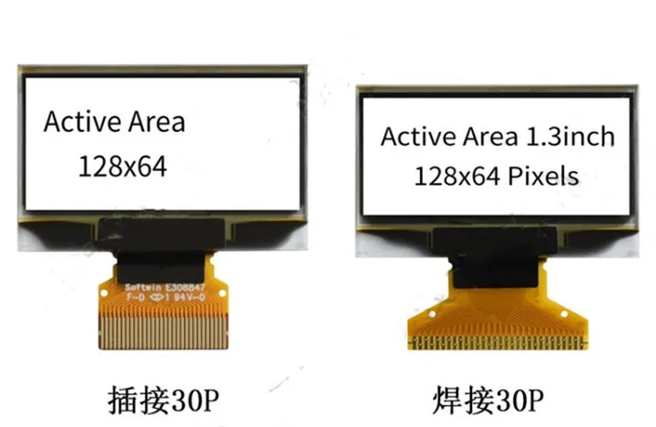 IPS 1.3 inch 30PIN White/Blue OLED Screen (Welded/Plug-in) SSD1306 Drive IC 128*64 SPI/IIC/Parallel Interface