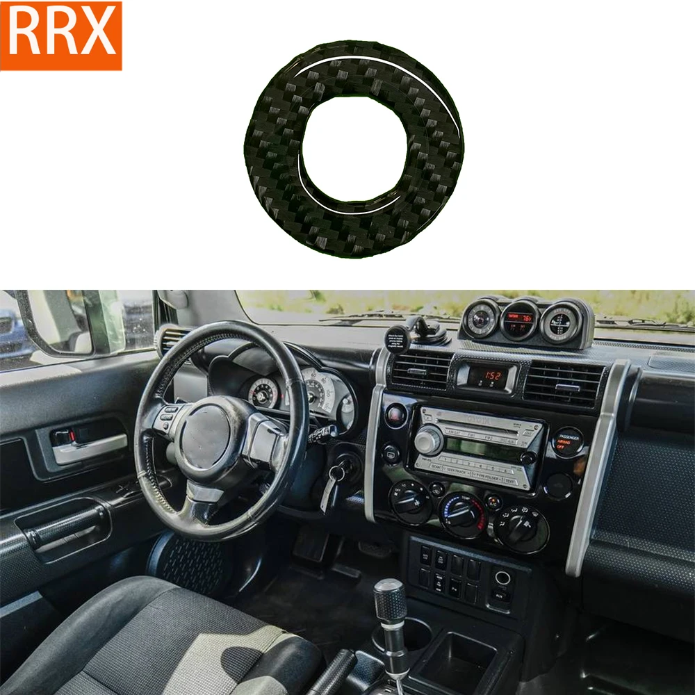 

For Toyota FJ Cruiser 2007-2014 Startup Circle Key Ring Cover Trim Real Carbon Fiber Stickers Car Interior Moulding Accessories