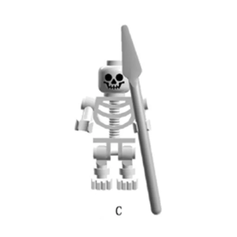 MOC Medieval Military Skeleton Corps Series Soldiers Army Building Block Weapons Spear Sword Accessories Brick Kids Toys Gift 2