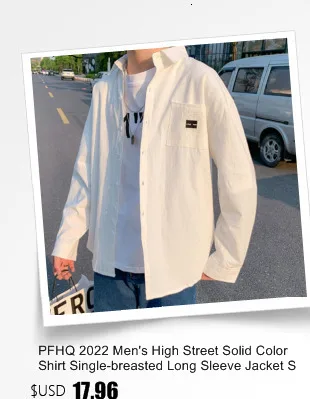 PFHQ Men's Shirts New Spring Autumn 2022 Trend Fashion Man Solid Color Male Vintage Japanese Style Simple Tops Vintage Blouse mens short sleeve button down shirts