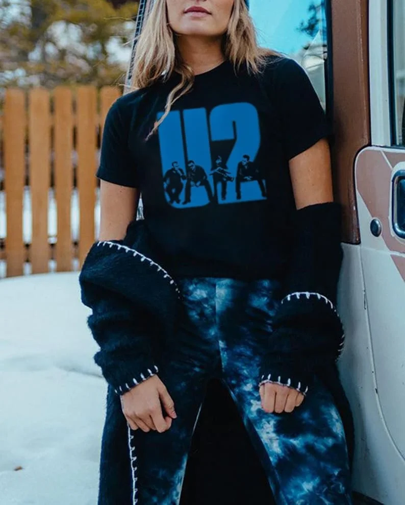 Maglietta A Fascia U2 Classic Rock Anni '90 Musica Albero Di Luna Park Concerto Vintage Maniche Lunghe O Corte