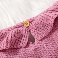 Solid Color Doll Collar Long Sleeve Baby Girls Knee-length Dresses Knitted Acrylic 6-36 Months Infant Soft Princess Skirts 5