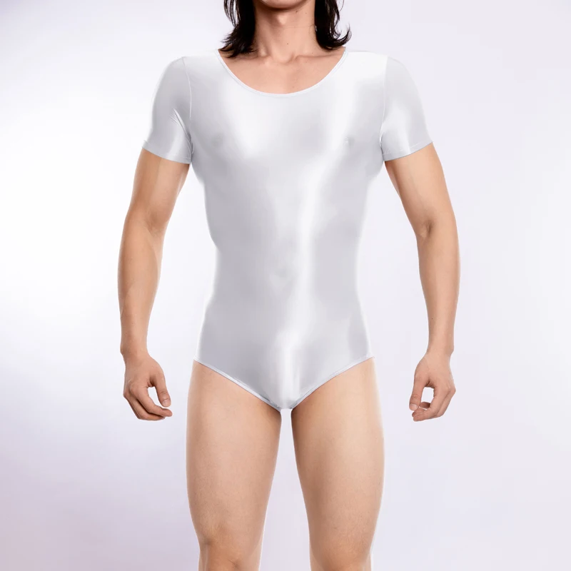 Sexy Men's underwear glossy body suits smooth see through swimsuit High elasticity shiny Tights jumpsuit